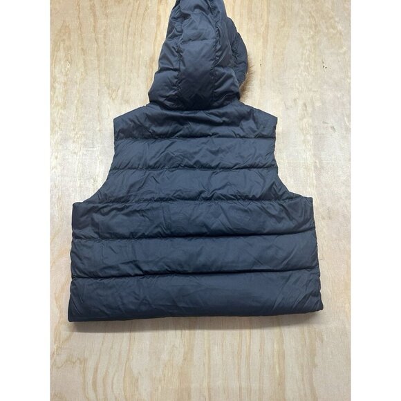 Gap Puffer Vest Down‎ Filled Women’s XL (Removable Fur) Hood Black Buttons Snaps - Picture 4 of 6